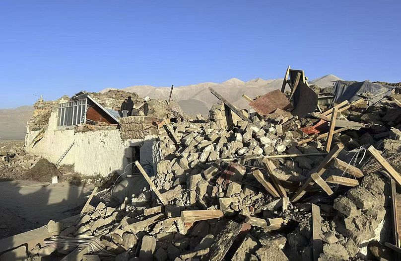 Des maisons endommagées à la suite du séisme dans le village de Tonglai, dans la région autonome du Tibet, le mardi 7 janvier 2025 (Agence de presse Xinhua via AP)