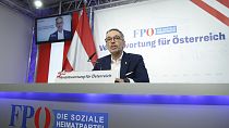 The leader of Austria's Freedom Party, Herbert Kickl, addresses a news conference, in Vienna, Austria, Tuesday, Jan. 7, 2025