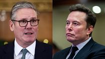 Keir Starmer, left, and Elon Musk, right