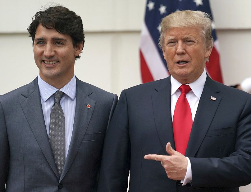 Donald Trump in compagnia di Justin Trudeau nel 2017