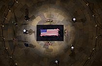The flag-draped casket of former President Jimmy Carter lies in state at the rotunda of the U.S. Capitol Tuesday, Jan. 7, 2025, in Washington.