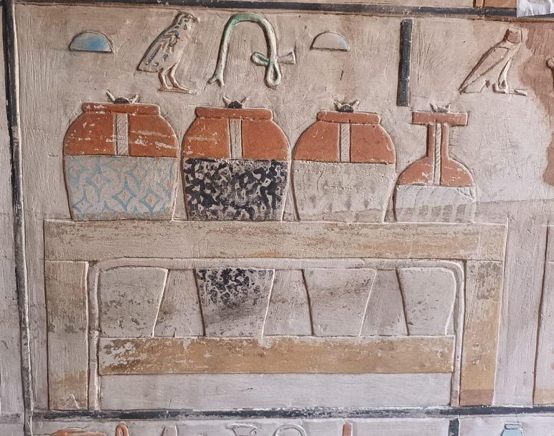 Details of carvings found in Tetinebefou's tomb