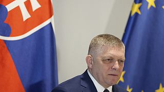 Slovakian Prime Minister Robert Fico criticises Ukraine's decision to halt Russian gas supplies to Europe, in Brussels on 9 January 2024