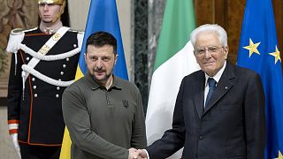 Volydmyr Zelensky e Sergio Mattarella al Quirinale