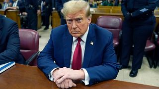 Donald Trump in court at his trial in New York City.