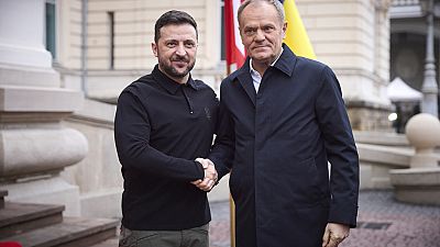 Donald Tusk i Volodymyr Zelenskyy 