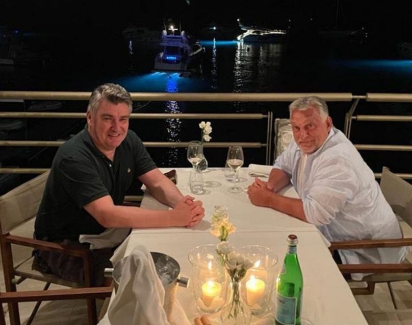 Zoran Milanović és Orbán Viktor a Pokoli-szigeteken, 2022 augusztusában