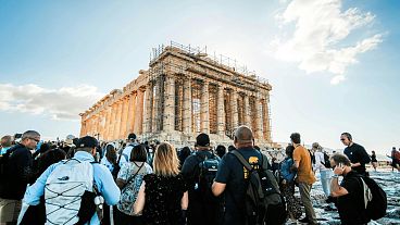 Crowds at the Acropolis in Athens, Greece Crowds at the Acropolis in Athens, Greece