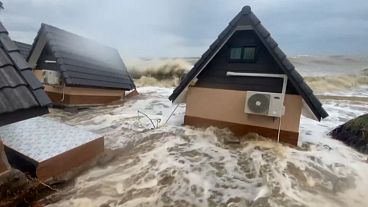 Huge waves, strong winds batter Thailand`s southern coastal province