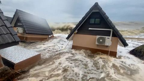 Huge waves, strong winds batter Thailand`s southern coastal province