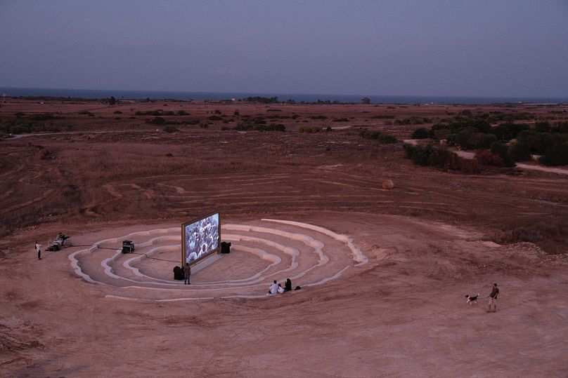 Rosa Barba’s “Inside the Outset: Evoking a Space of Passage”, 2021 in the United Nations Buffer Zone, Deryneia, Cyprus. 