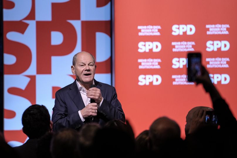 Olaf Scholz en campagne, lundi 13 janvier 2025.