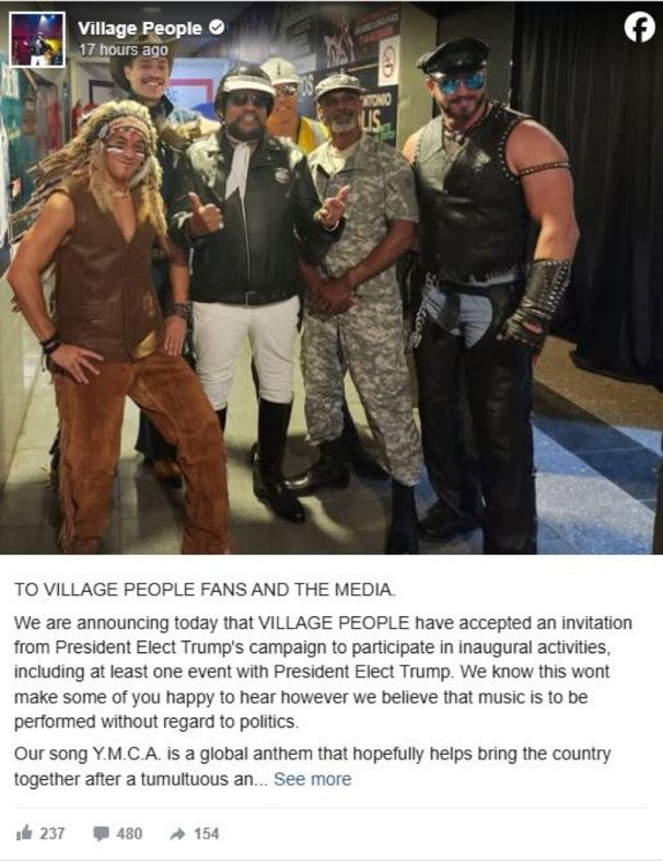 The Village People announcing their performance