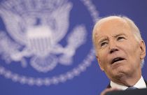 US President Joe Biden speaks at the State Department in Washington DC on 13 January, 2025. 