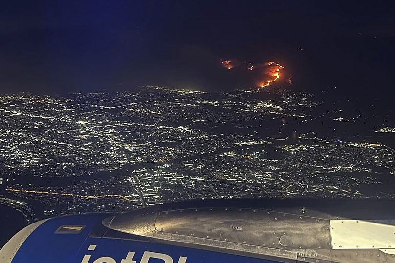 A view of the fires from a commercial flight.