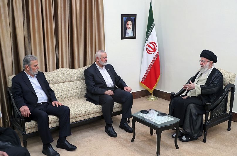دیدار خامنه‌ای با اسماعیل هنیه و زیاد نخاله