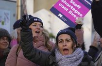 Nurses participate in a protest outside a hospital in London in this December 2022 file photo.