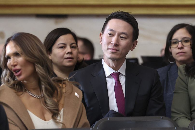 TikTok CEO Shou Zi Chew sits before the 60th Presidential Inauguration in the Rotunda of the U.S. Capitol in Washington, Monday, Jan. 20, 2025.