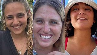 FILE - Israeli hostages Romi Gonen, Emily Damari and Doron Steinbrecher released on Jan 19 2025. X/IDF
