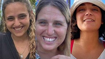 FILE - Israeli hostages Romi Gonen, Emily Damari and Doron Steinbrecher released on Jan 19 2025. X/IDF