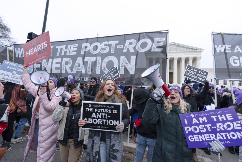 Manifestantes pró-aborto em Washington