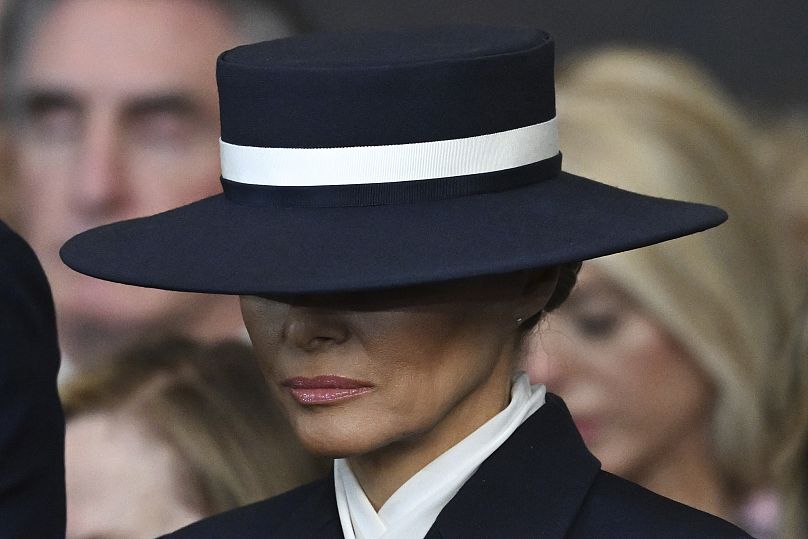 First lady Melania Trump stands for a benediction during the 60th Presidential Inauguration in the Rotunda of the US Capitol in Washington - Monday 20 Jan. 2025