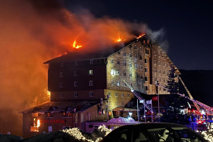 Leégett a Kartalkaya síközpont luxusszállodája 2025. január 21-én hajnalban