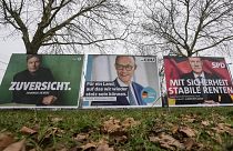 Election posters at a street in Duesseldorf, Germany, 17 January 2025