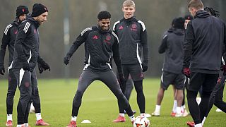 Man United's Marcus Rashford trains with team ahead of Rangers game