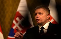 Slovakia's Prime Minister Robert Fico addresses the media during a meeting with his Hungarian counterpart Viktor Orban in Bratislava, Slovakia, Tuesday, Jan. 21, 2025. 