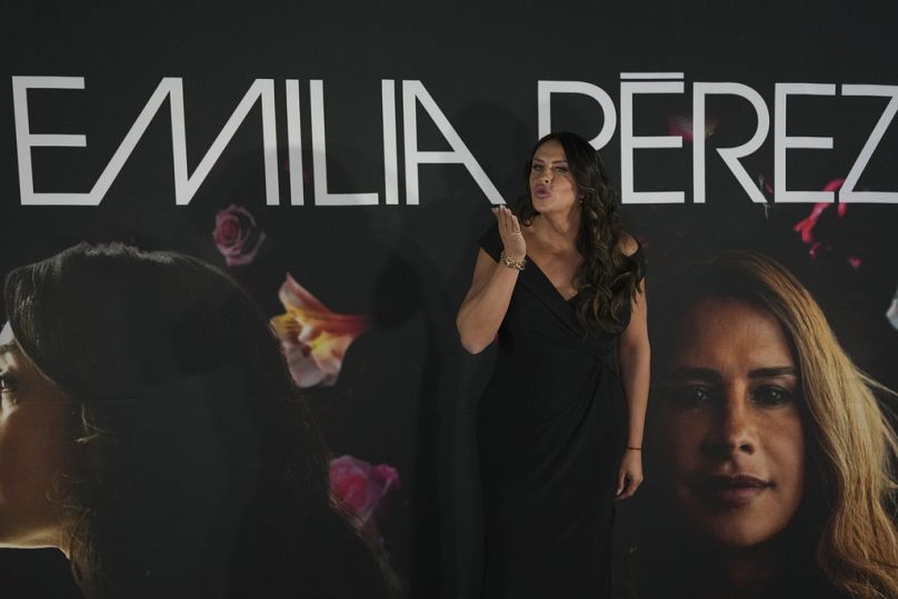 Karla Sofia Gascon alla una conferenza stampa per promuovere il film "Emilia Perez," a Città del Messico, mercoledì, gen. 15, 2025