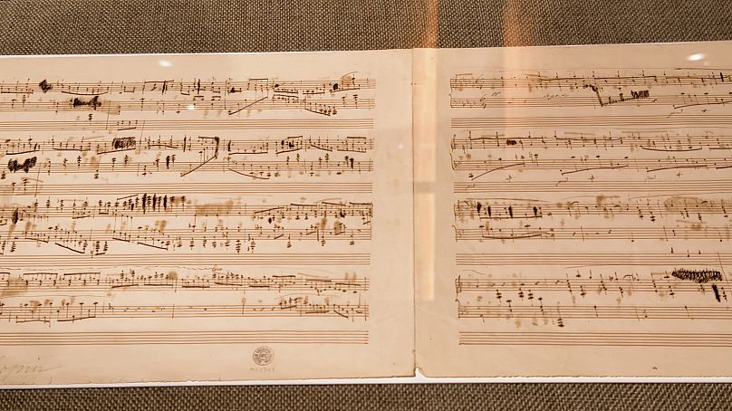 The unpublished manuscript of Frédéric Chopin's Ballad in F minor.