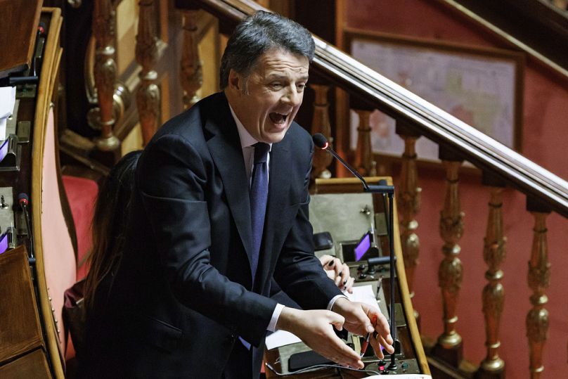 Former Prime Minister Matteo Renzi makes remarks during Justice Minister Carlo Nordio's appearance at the Senate for a report on the justice administration, Rome, Jan 22, 2025