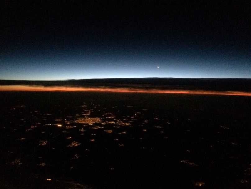 A forest fire seen from the cockpit of Anthoy's aircraft.