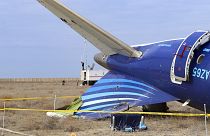 The wreckage of Azerbaijan Airlines Embraer 190 on the ground near the airport of Aktau, Kazakhstan, 25 December 2024