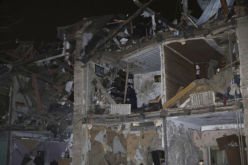 A residential building is seen damaged by a Russian missile attack in Zaporizhzhia, 23 January, 2025