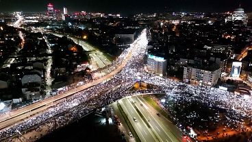 Serbia's striking university students block key traffic intersection in Belgrade