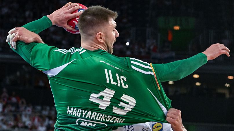 A 8 gólt szerző Ilic Zoran (43) volt a magyar csapat egyik legjobbja a horvát-magyar vb-negyeddöntőben Zágrábban, 2025. január 28-án.