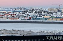 A plane carrying Donald Trump Jr. lands in Nuuk, Greenland, Tuesday, Jan. 7, 2025.