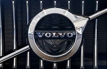 This is the Volvo logo on the grill of a 2019 S90 T6 AWD Inscription automobile on display at the 2019 Pittsburgh International Auto Show in Pittsburgh Thursday, Feb. 14, 2019