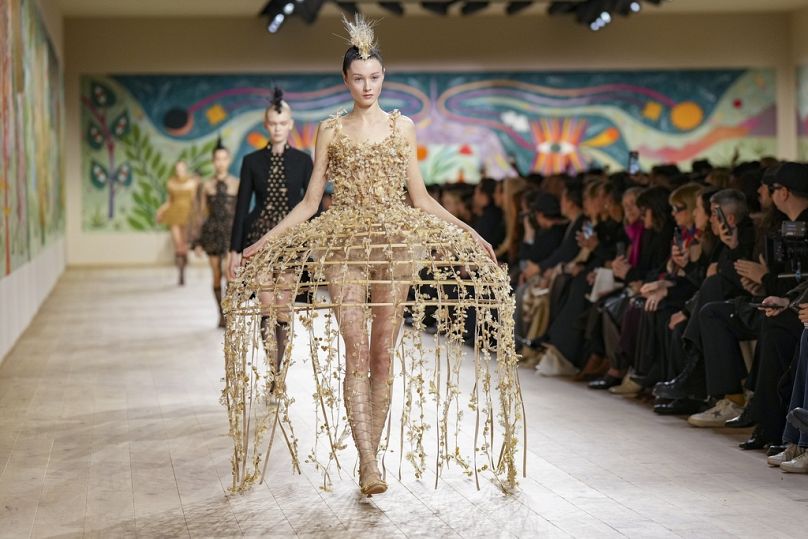 A model wears a creation as part of the Christian Dior Haute Couture Spring Summer 2025 collection