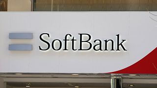 A SoftBank logo is seen at its shop in Tokyo, Feb. 21, 2023. 