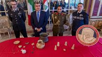 Iraq's Ambassador to Italy, Saywan Sabir Mustafa Barzani, with Italian officials, at a ceremony for the return of stolen artefacts, 29 January 2025.