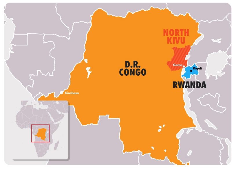 Map shows DRC and Rwanda