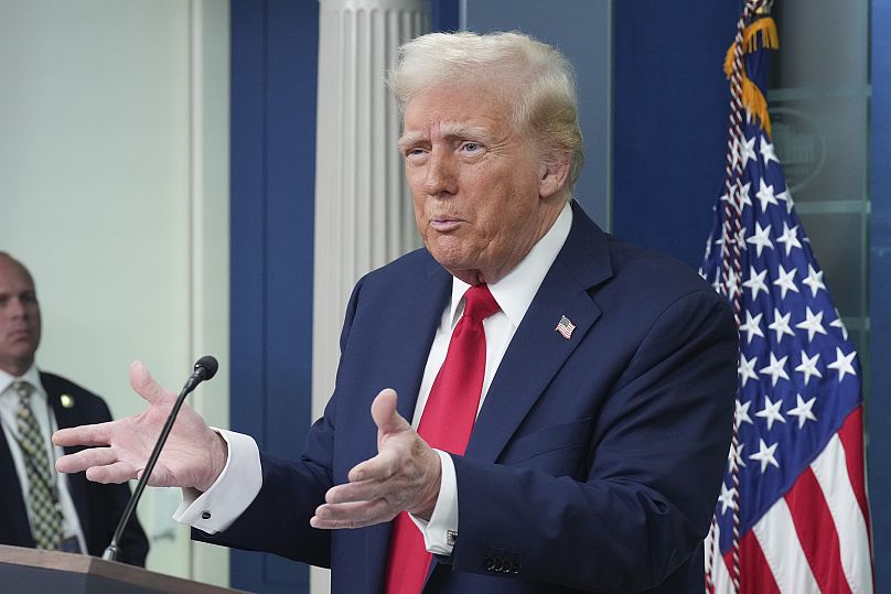 President Donald Trump speaks in the James Brady Press Briefing Room at the White House, 30 January, 2025