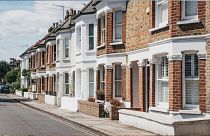 Row of typical British terraced houses in London, United Kingdom