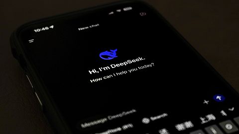 The page for the smartphone app DeepSeek is seen on a smartphone screen in Beijing, Tuesday, January 28, 2025.