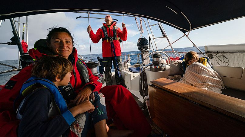 The Copeland family spend time on deck, watching out for any changing weather