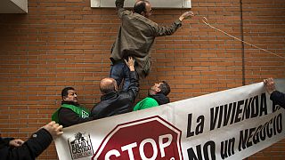 Demonstrators gathered on Friday outside Barcelona's historic Casa Orsola apartment building to protest the eviction of long-term tenant Josep Torrent.