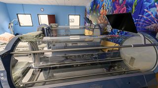 ABD'nin Michigan eyaletinde yer alan Brighton'daki Oxford Center'daki hiperbarik oksijen tüpleri görülüyor, 8 Şubat 2024.